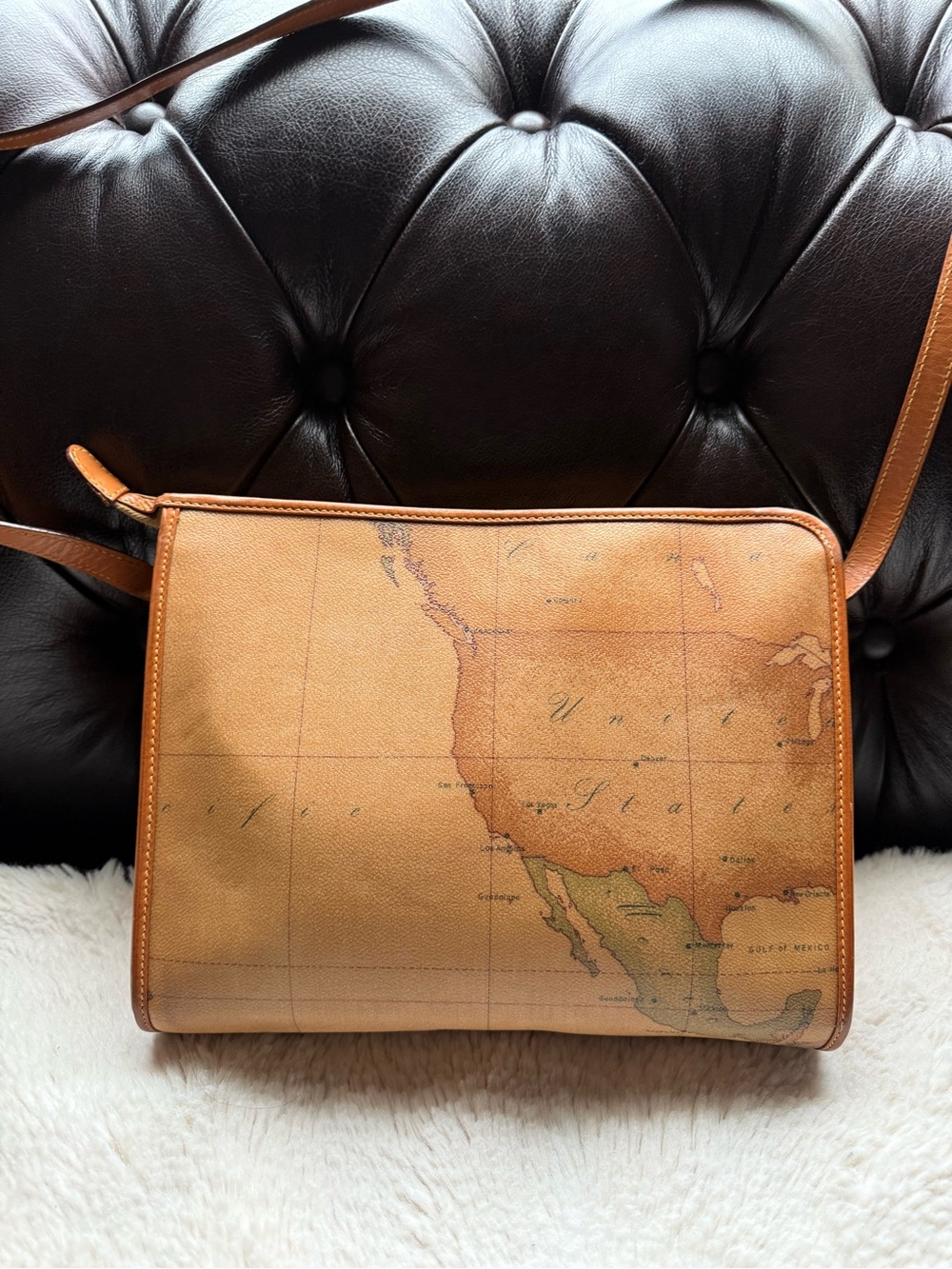 Alviero Martini EUC Map-Print Crossbody Messenger - Gulf of Mexico on Map